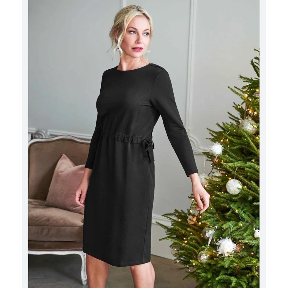 Pure Collection Sheath Dress Women 2 Black Stretch Minimalist Quiet Luxury Chic